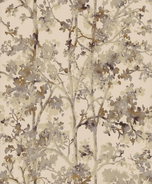 Shimmering Foliage Khaki Wallpaper