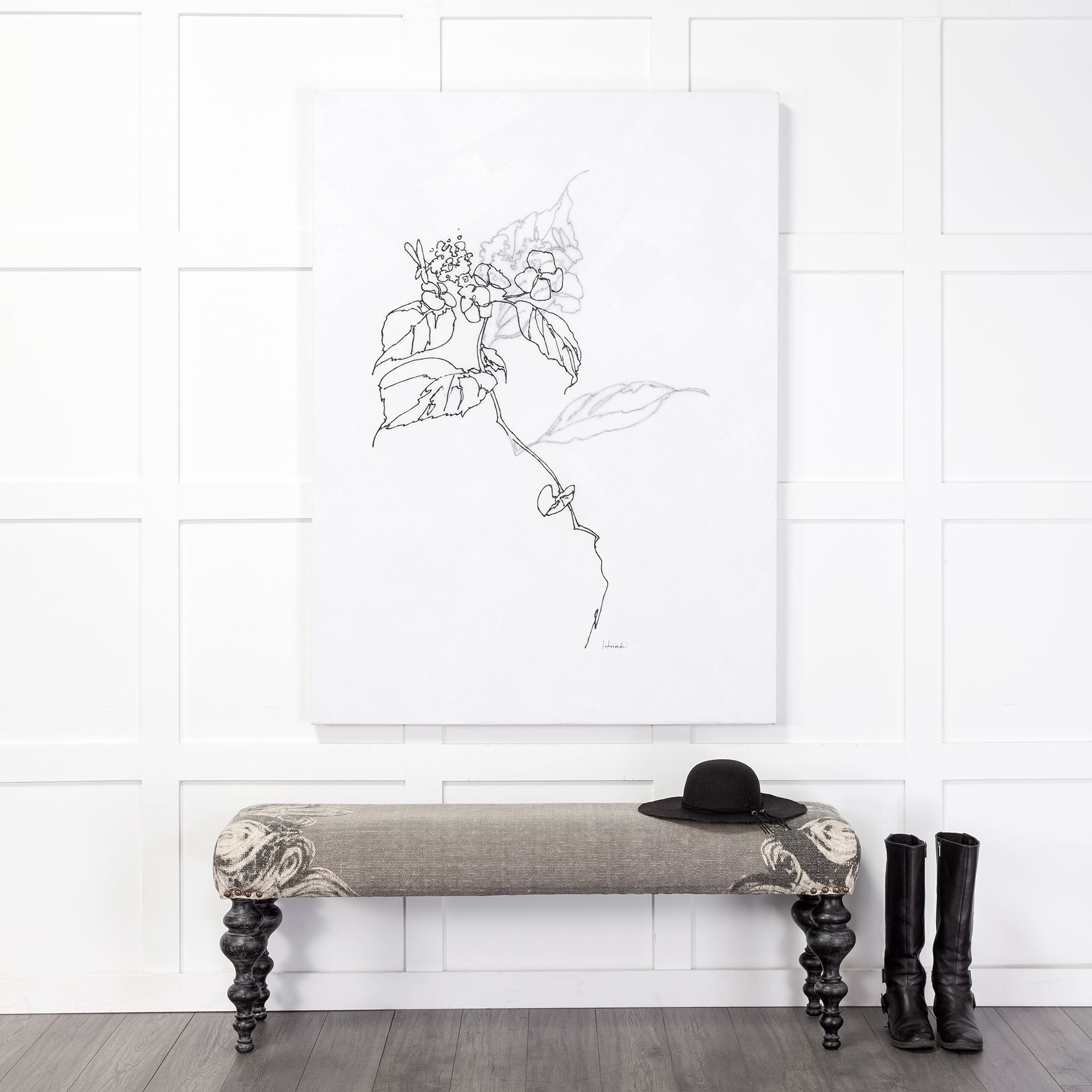 Alhambra 55L x 14W Upholstered Gray Seat with Black Wood Legs Accent Bench large image 