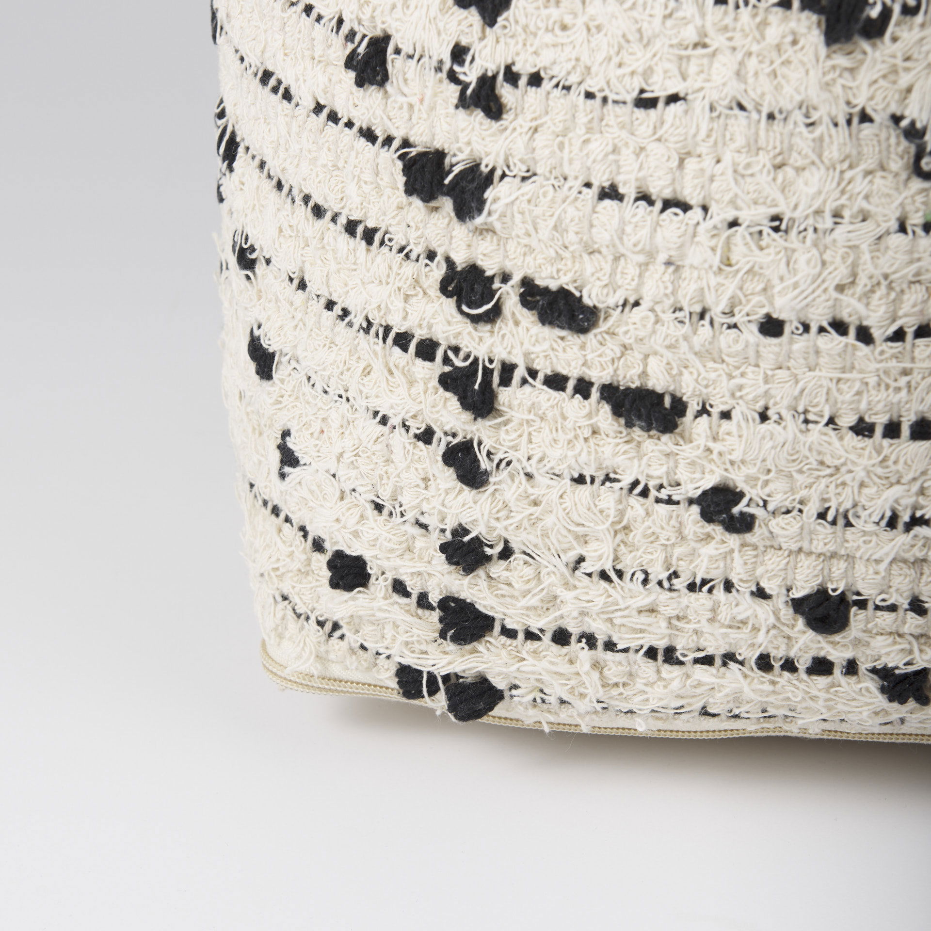 Aarohi  Cream/Black Cotton Patterned Pouf large image 