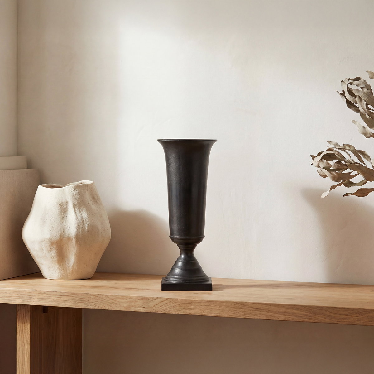 Cassia Cast Aluminum Vase Black, by Moe's Home, 8" width x 20" height x 8" depth View 4
