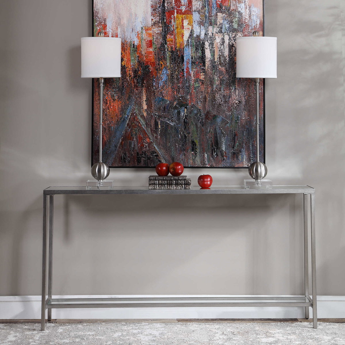Hayley Silver Console Table, Furniture by Uttermost, 60" width x 31" height x 10" depth View 2
