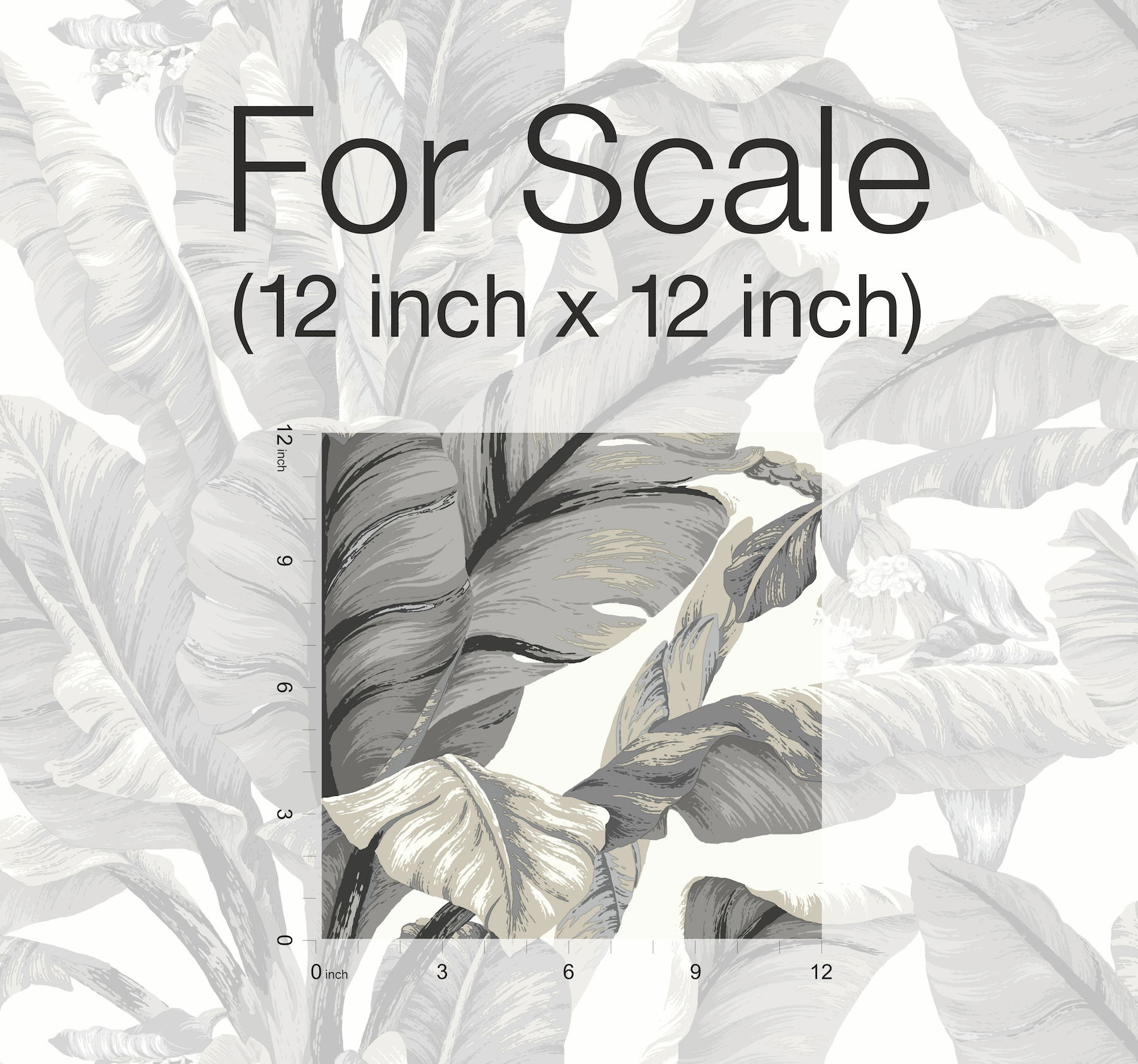 Banana Leaf White & Black Peel & Stick Wallpaper large image 