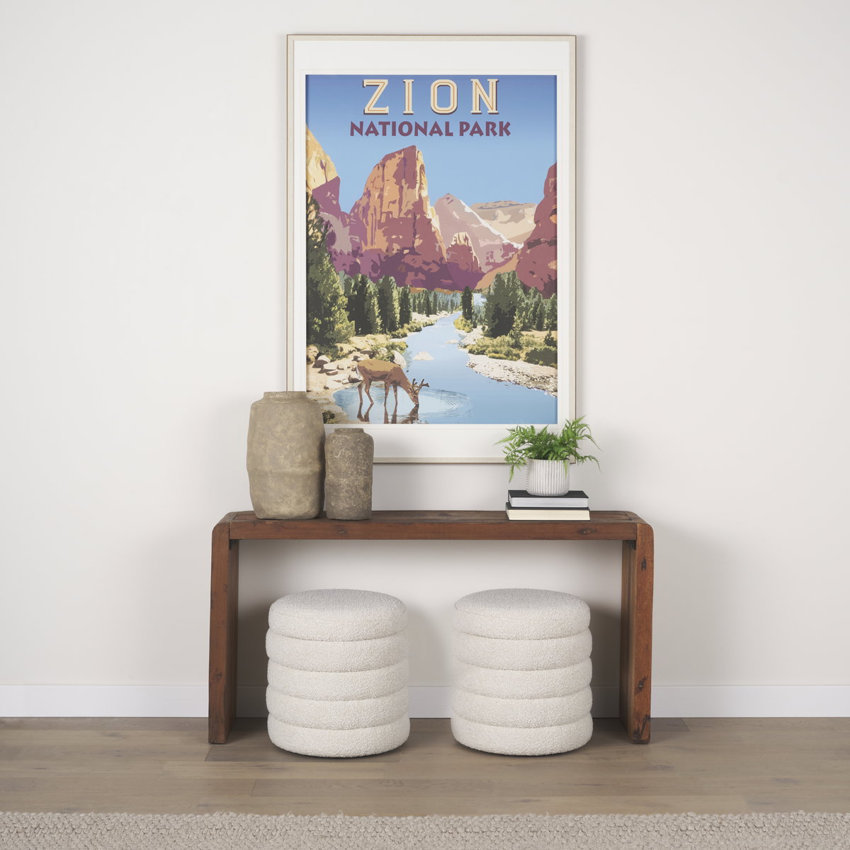 Elise Cream Boucle Upholstered Storage Ottoman, by Mercana, 18.9" length x 18.9" width x 20" height View 2