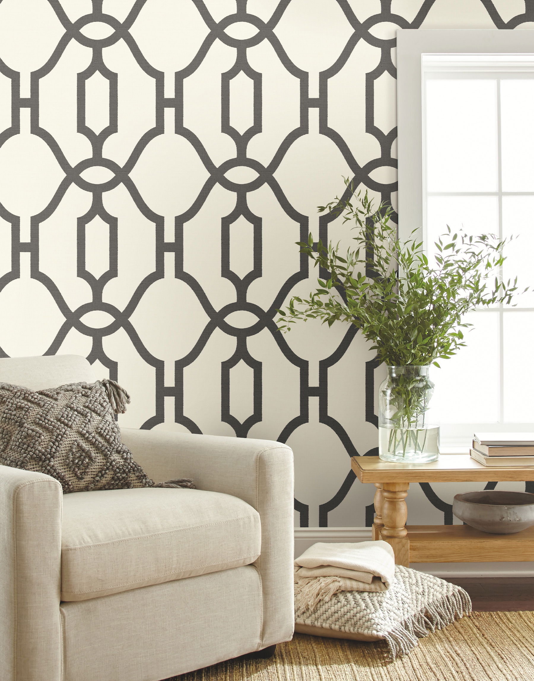 Repurpose Woven Trellis Charcoal Wallpaper large image 