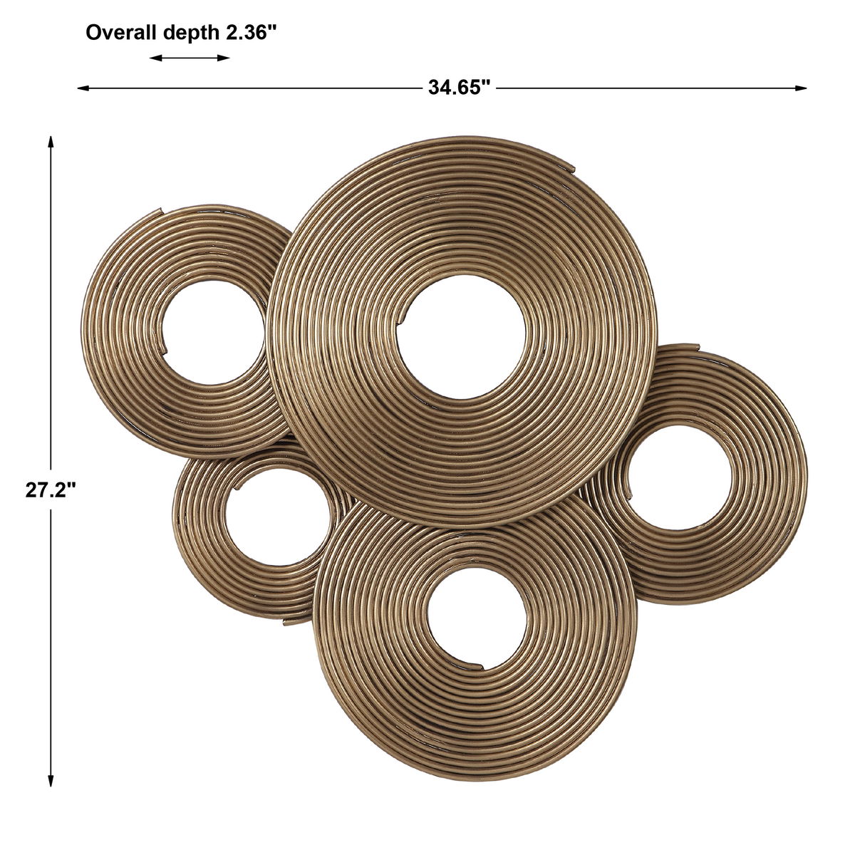 Ahmet Gold Rings Wall Decor, Art by Uttermost, 35.5" width x 29" height x 2.62" depth View 3
