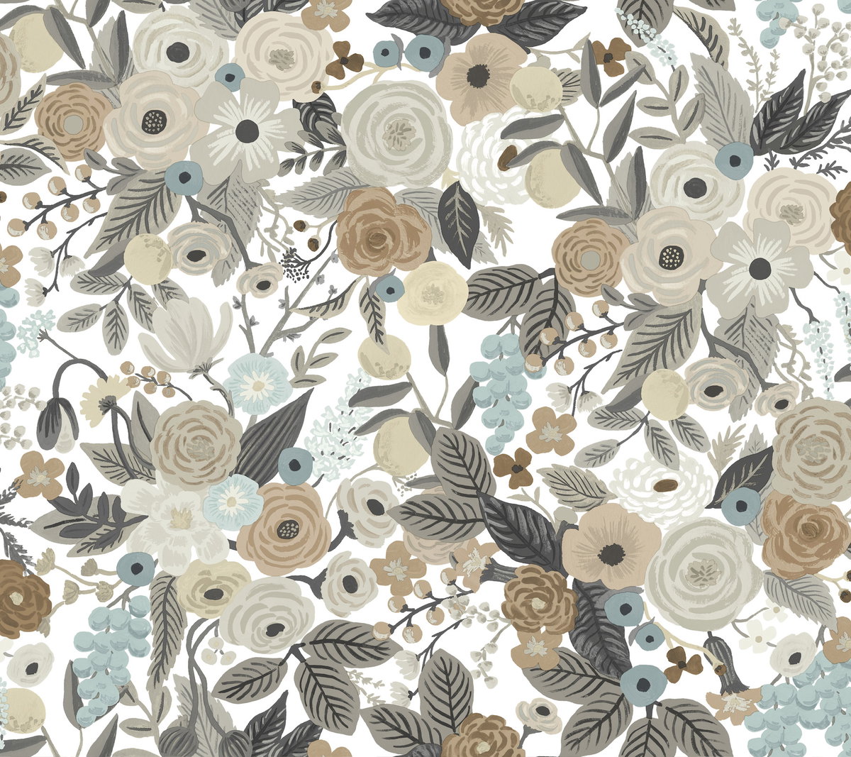 Garden Party Off White & Brown Peel & Stick Wallpaper, by York Wall, 20' length x 2'3" width x 0.02" depth