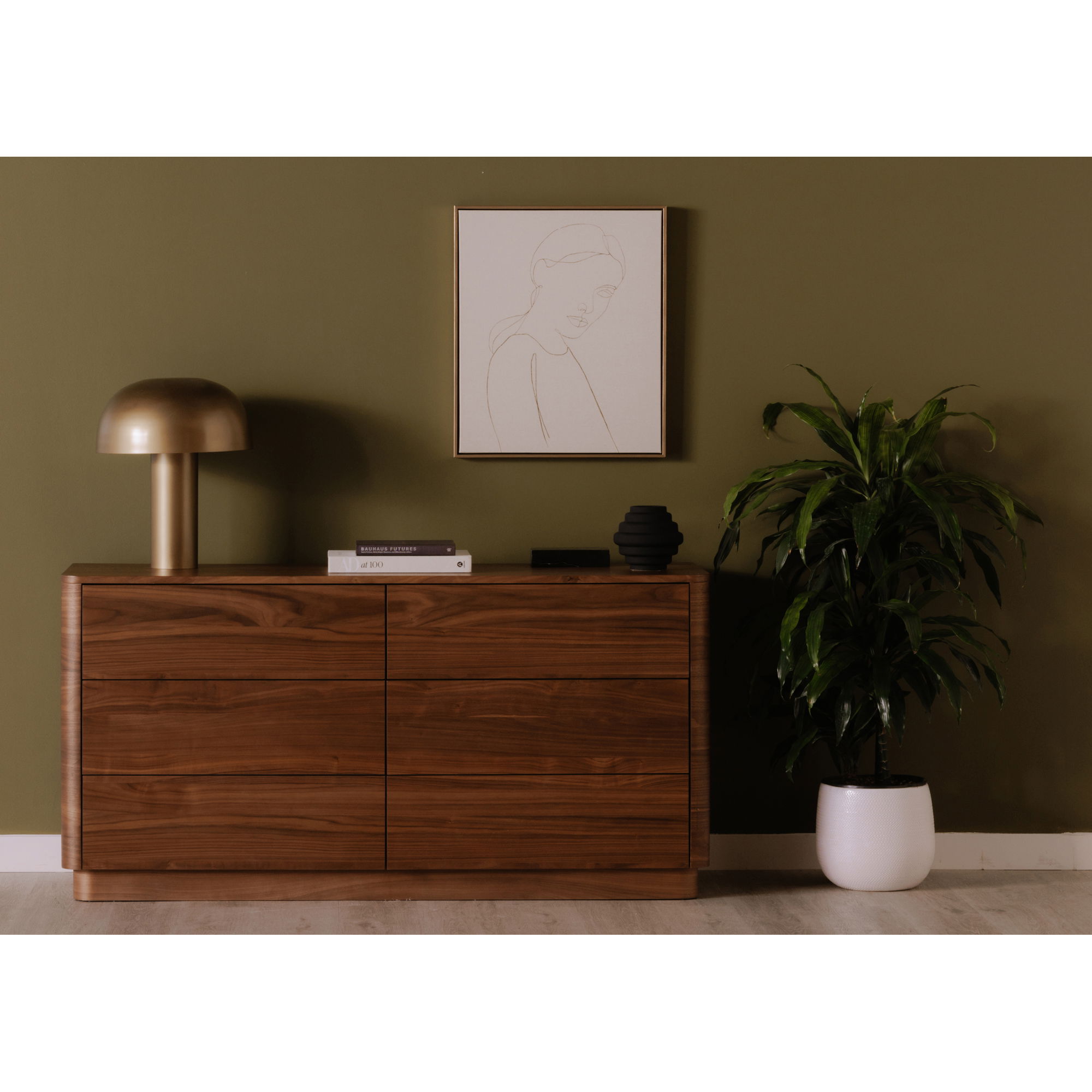 Round Off Dresser Walnut Brown, by Moe's Home, 60" width x 30" height x 19" depth View 9