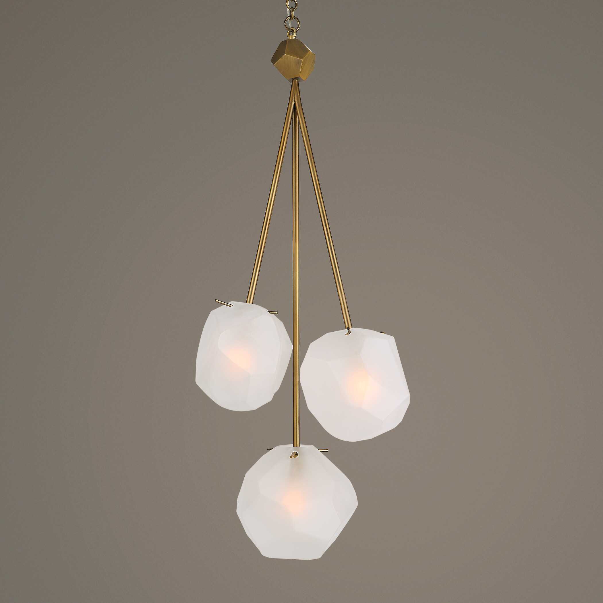Geodesic 3 Light Pendant, Ceiling Light by Uttermost, 13.5" width x 36" height x 12.37" depth View 2