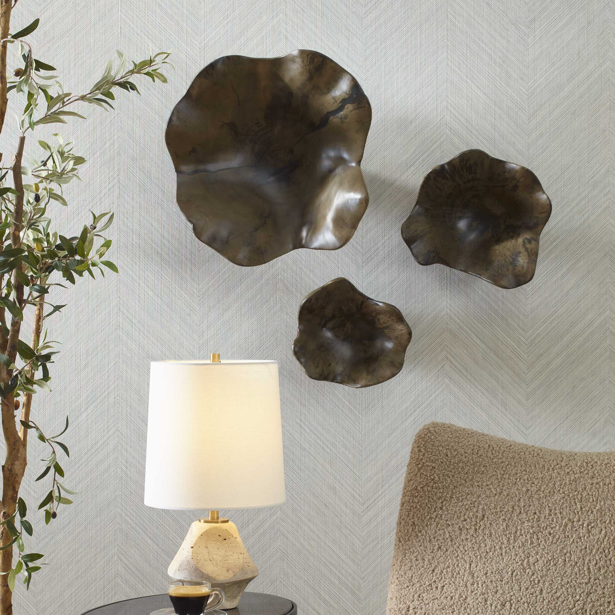 Two Wood Wall Décor In Mocha Set/3 large image 