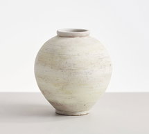 Online Designer Bathroom Artisan Handcrafted Terracotta Vase, Round, White