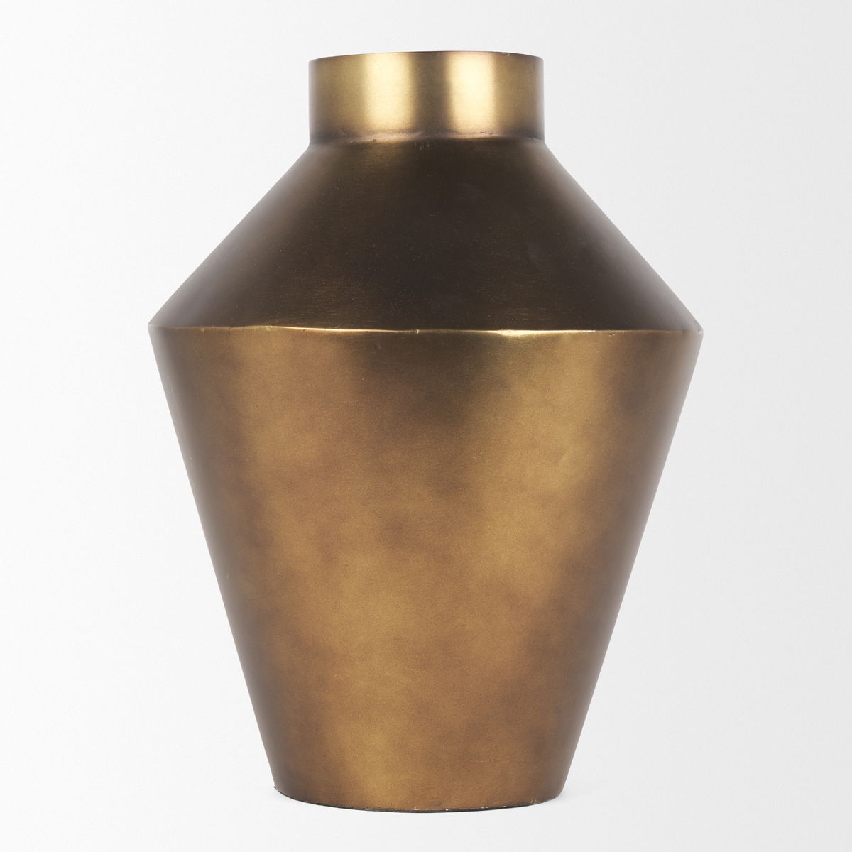 Perrin Large Brushed Gold Metal Decorative Vase, by Mercana, 9.5" length x 9.5" width x 13.25" height View 7