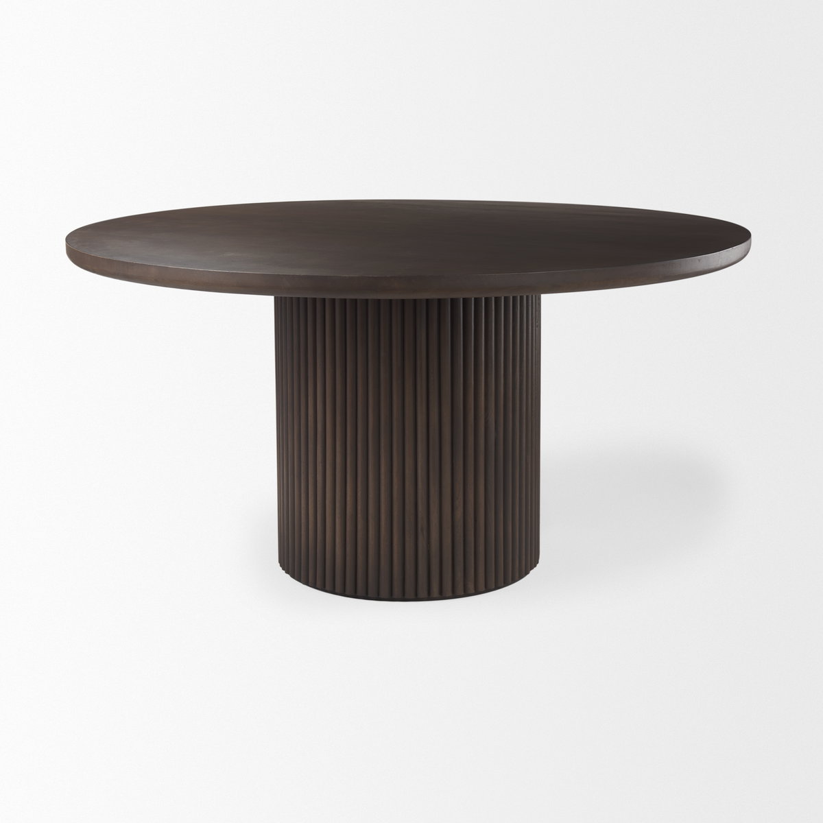 Terra 60' Round Pedestal Dining Table | Modern | Dark Brown Wood | Seats 6, by Mercana, 60" length x 60" width x 30" height View 5