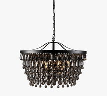 Online Designer Combined Living/Dining Ordman Crystal Round Chandelier, Black