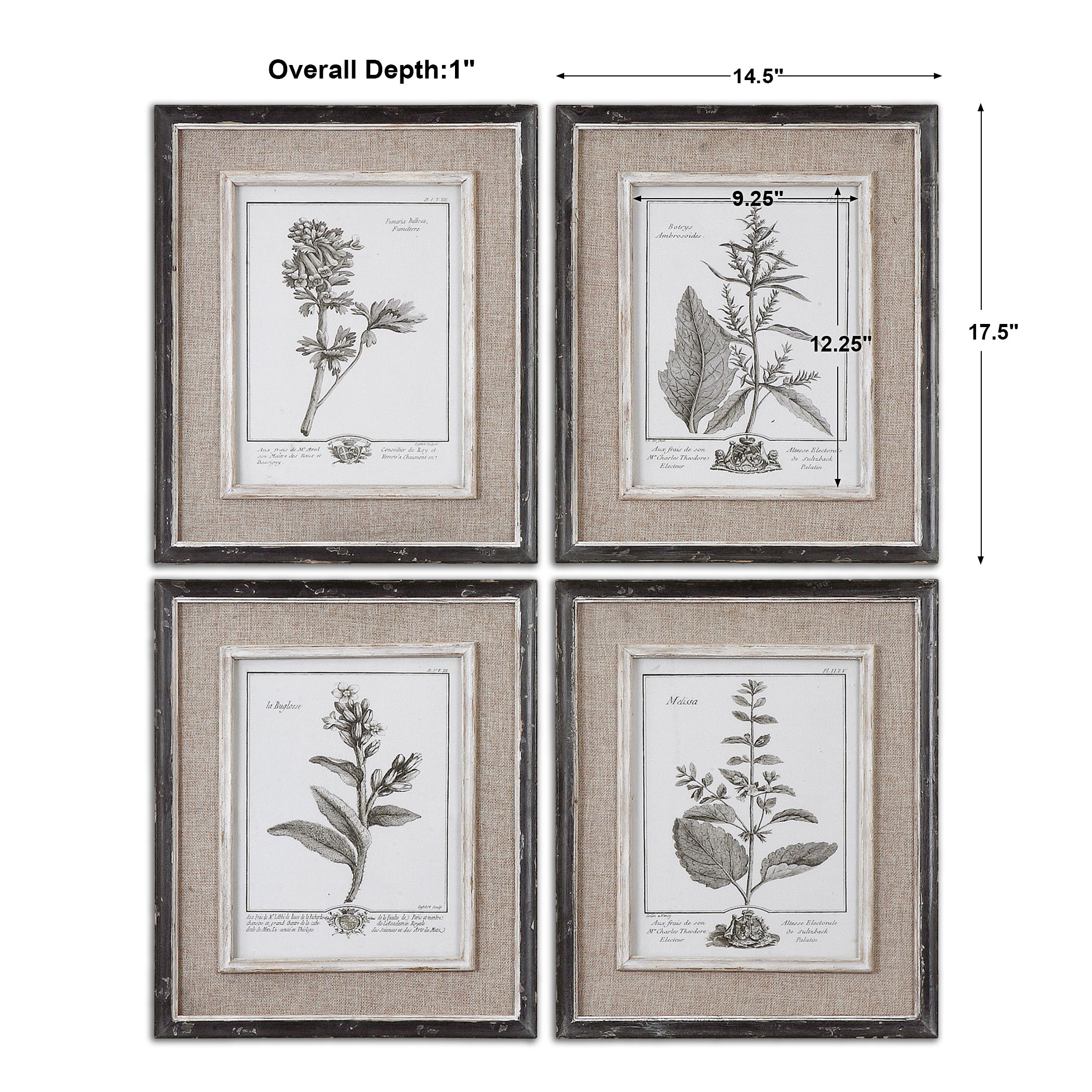 Casual Grey Study Framed Art Set/4, Painting by Uttermost, 14.5" width x 17.5" height x 1" depth View 3