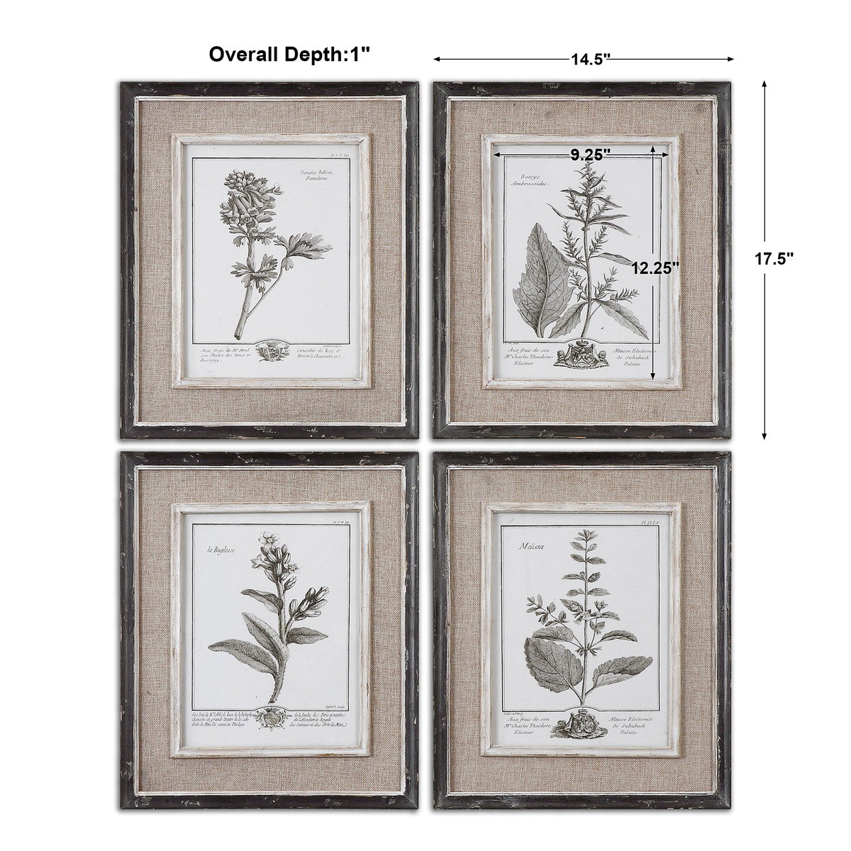 Casual Grey Study Framed Art Set/4, Painting by Uttermost, 14.5" width x 17.5" height x 1" depth View 3