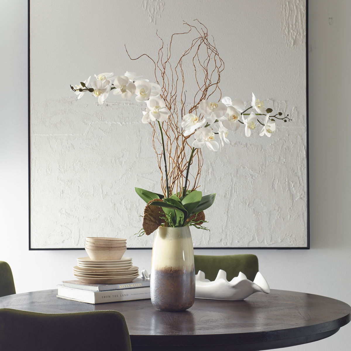 Earthbound Orchid With Vase, Artificial Plants & Flower by Uttermost, 32" width x 44" height x 12" depth View 2