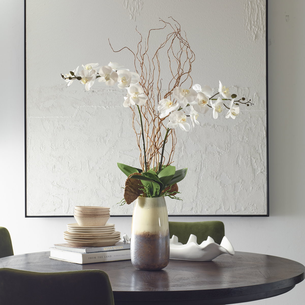 Earthbound Orchid With Vase, Artificial Plants & Flower by Uttermost, 32" width x 44" height x 12" depth View 2