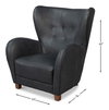 Lombard Wing Chair,Santoni Black Leather, Seating by Sarreid, 34" length x 36" width x 40" height thumbnail 13