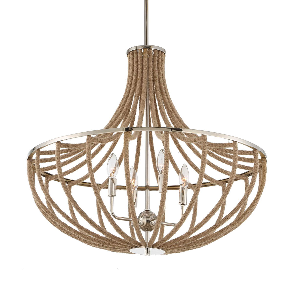 Lovelock 4 Light Rope Empire Chandelier, Pendant by Uttermost, 27.5" width x 24.25" height x 27.5" diameter View 4