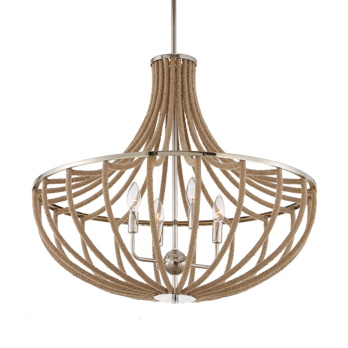 Lovelock 4 Light Rope Empire Chandelier, Pendant by Uttermost, 27.5" width x 24.25" height x 27.5" diameter View 4