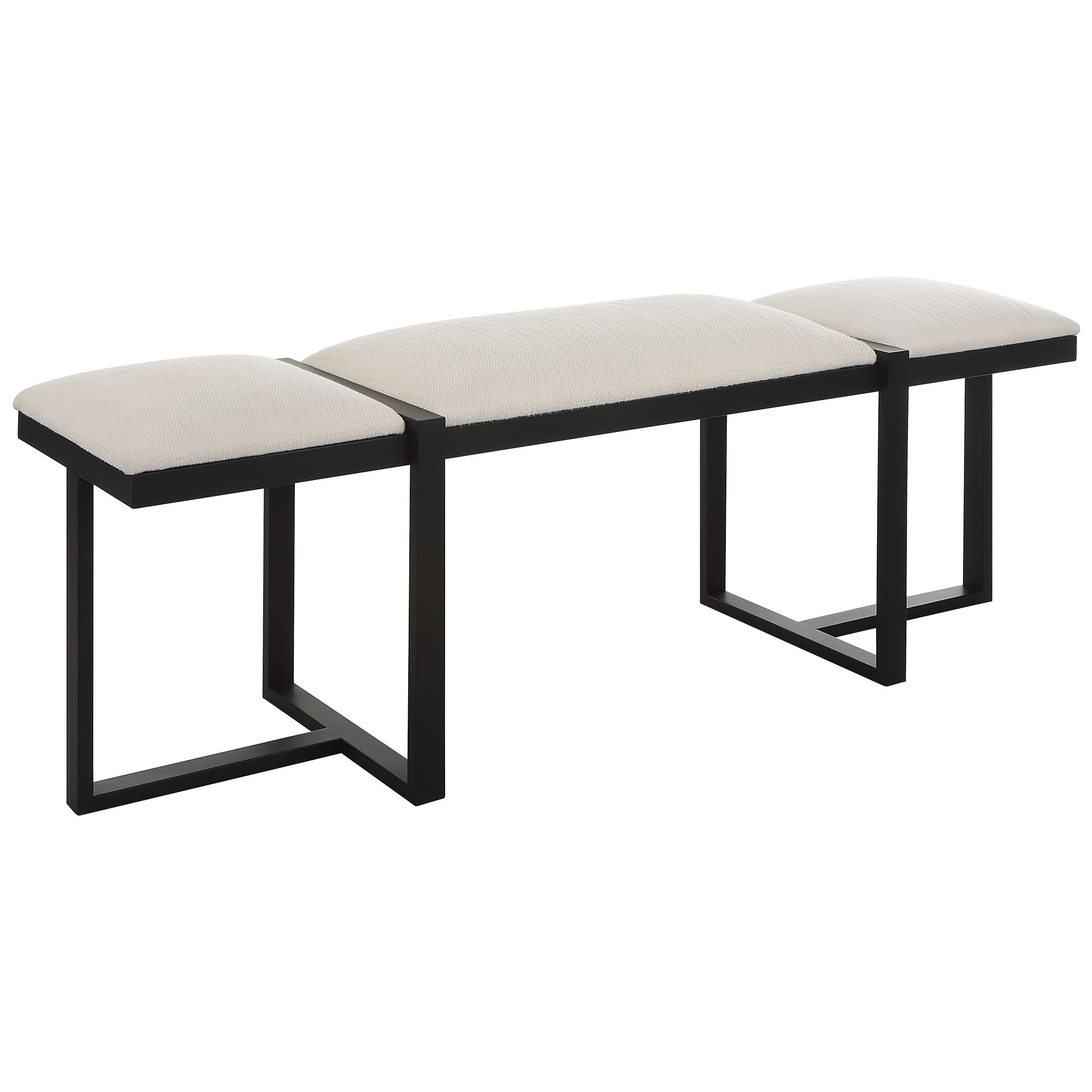 Triple Cloud Modern Upholstered Bench large image 