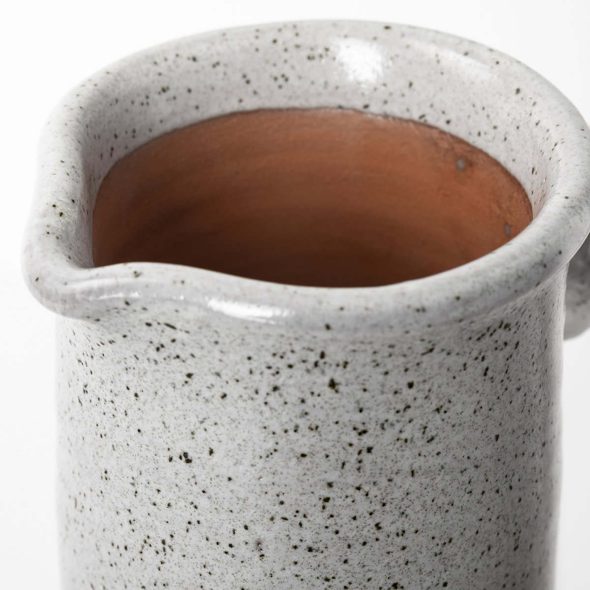 Frieda Small Freckled Gray Ceramic Jug, Decorative Jar by Mercana, 5.32" length x 3.74" width x 8.86" height View 7