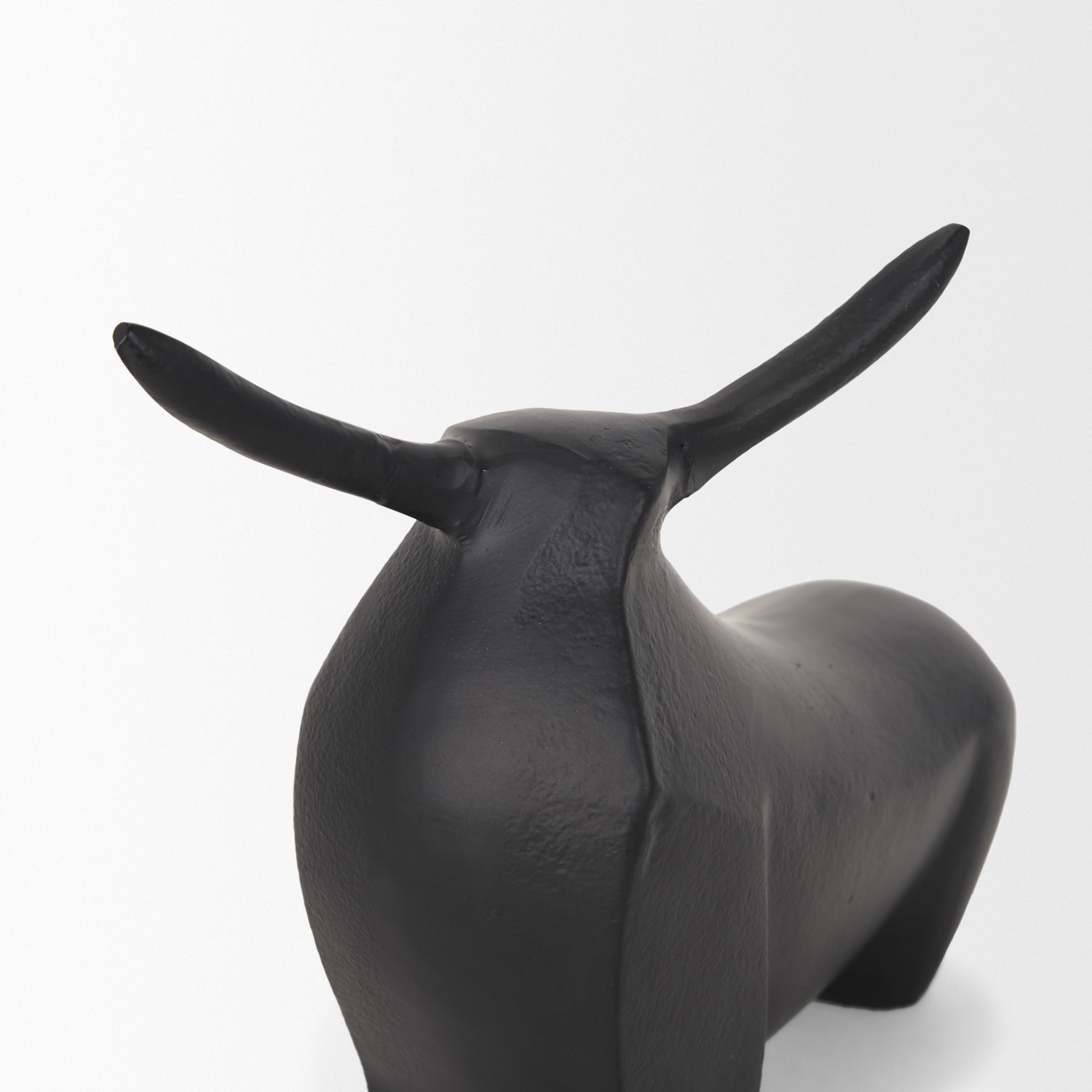Radu Small Matte Black Metal Bull Decorative Object, by Mercana, 9.5" length x 3.25" width x 7.75" height View 9