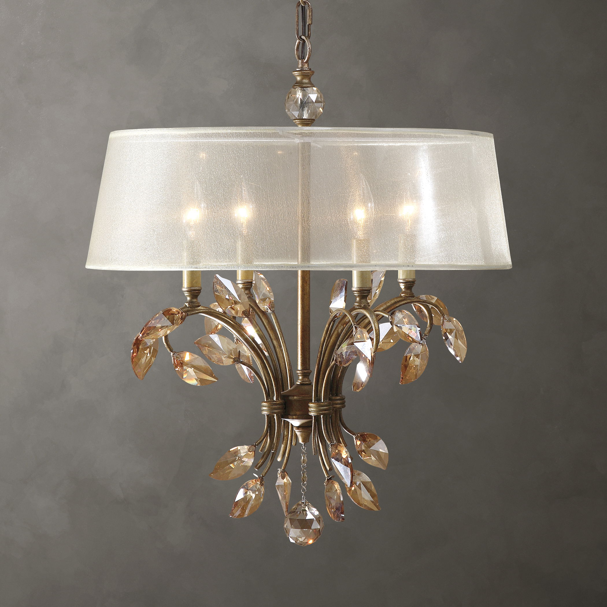 Alenya 4 Light Gold Metal Chandelier large image 