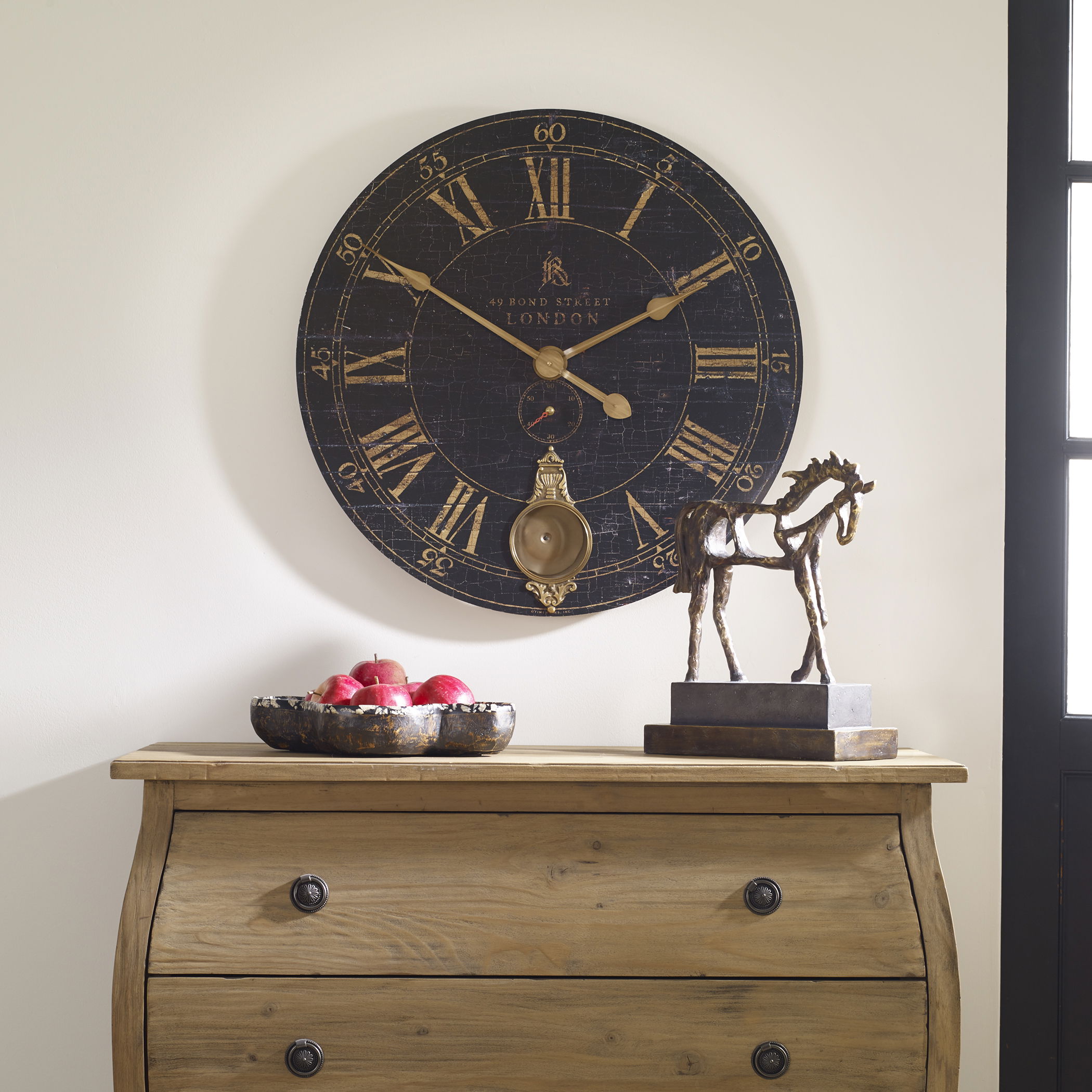 Bond Street 30' Black Wall Clock, by Uttermost, 29.5" width x 29.5" height x 2.5" depth View 2