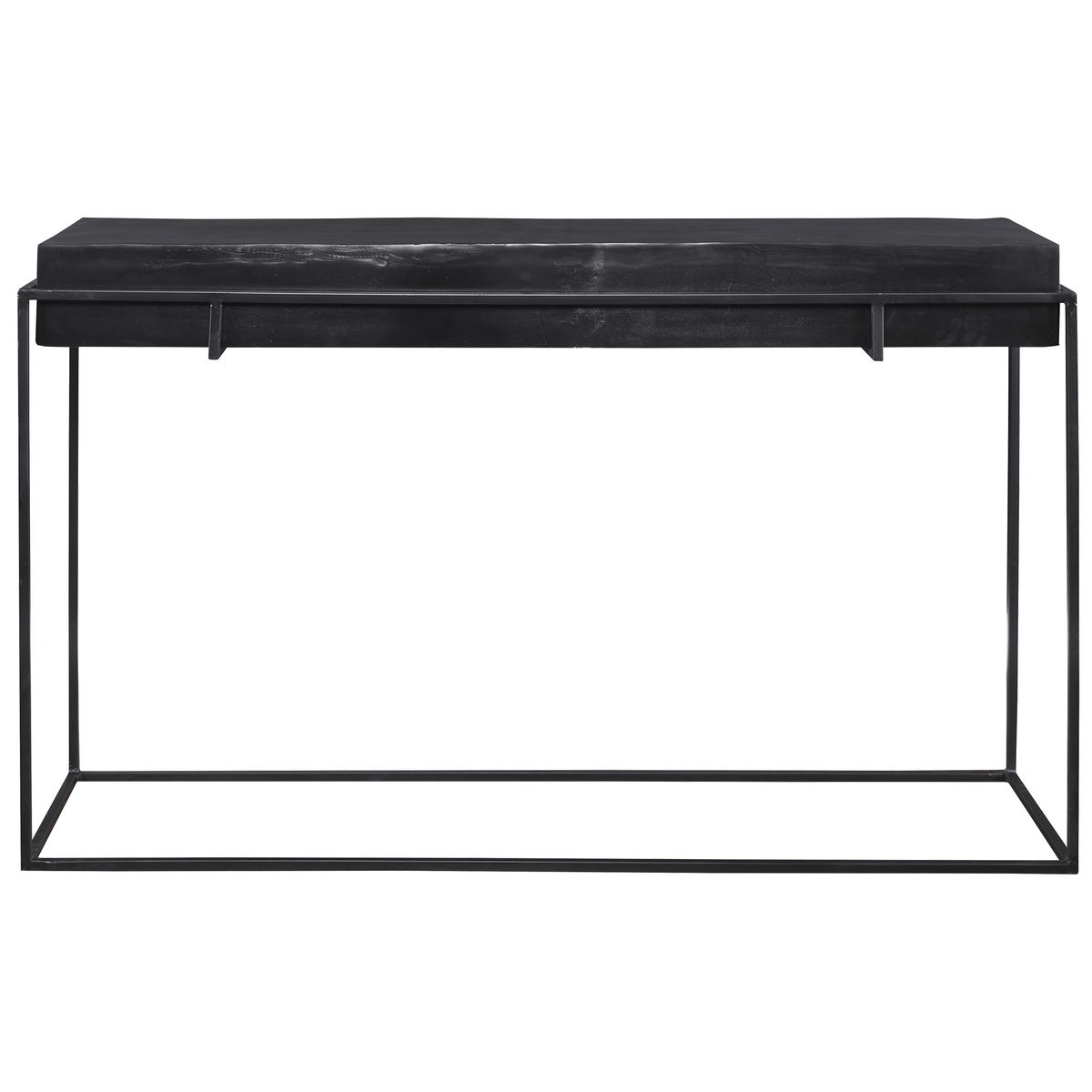 Telone Modern Black Console Table, by Uttermost, 55.12" width x 33.45" height x 14.6" depth View 1