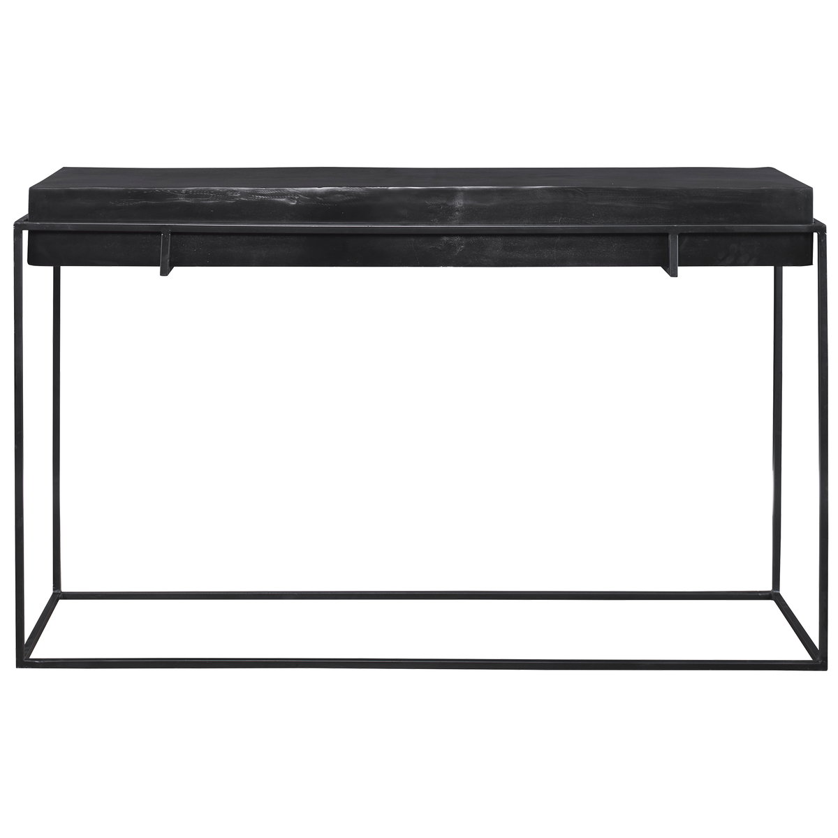 Telone Modern Black Console Table, by Uttermost, 55.12" width x 33.45" height x 14.6" depth View 1