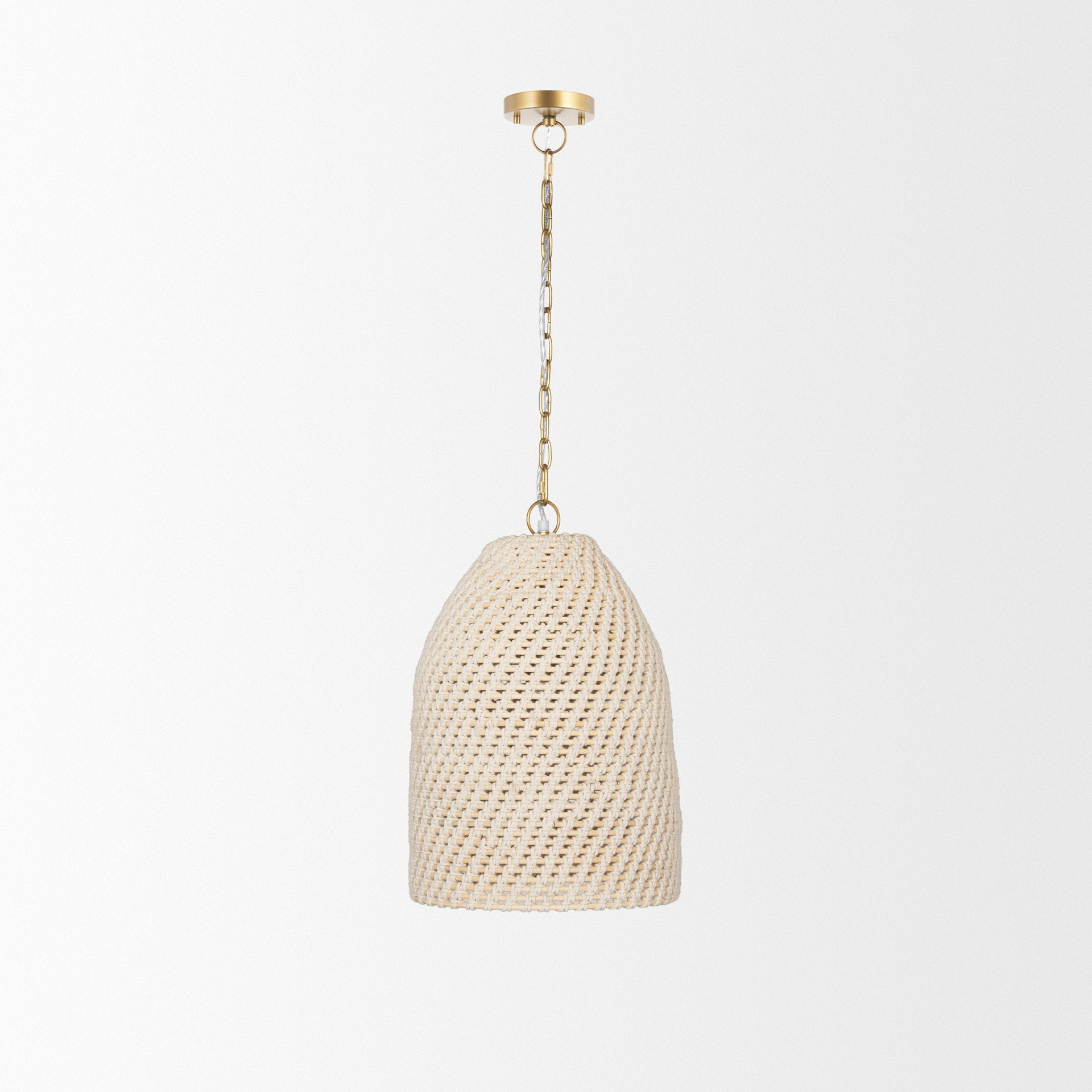 Tosha 1-Light Cotton Rope Bell Pendant large image 