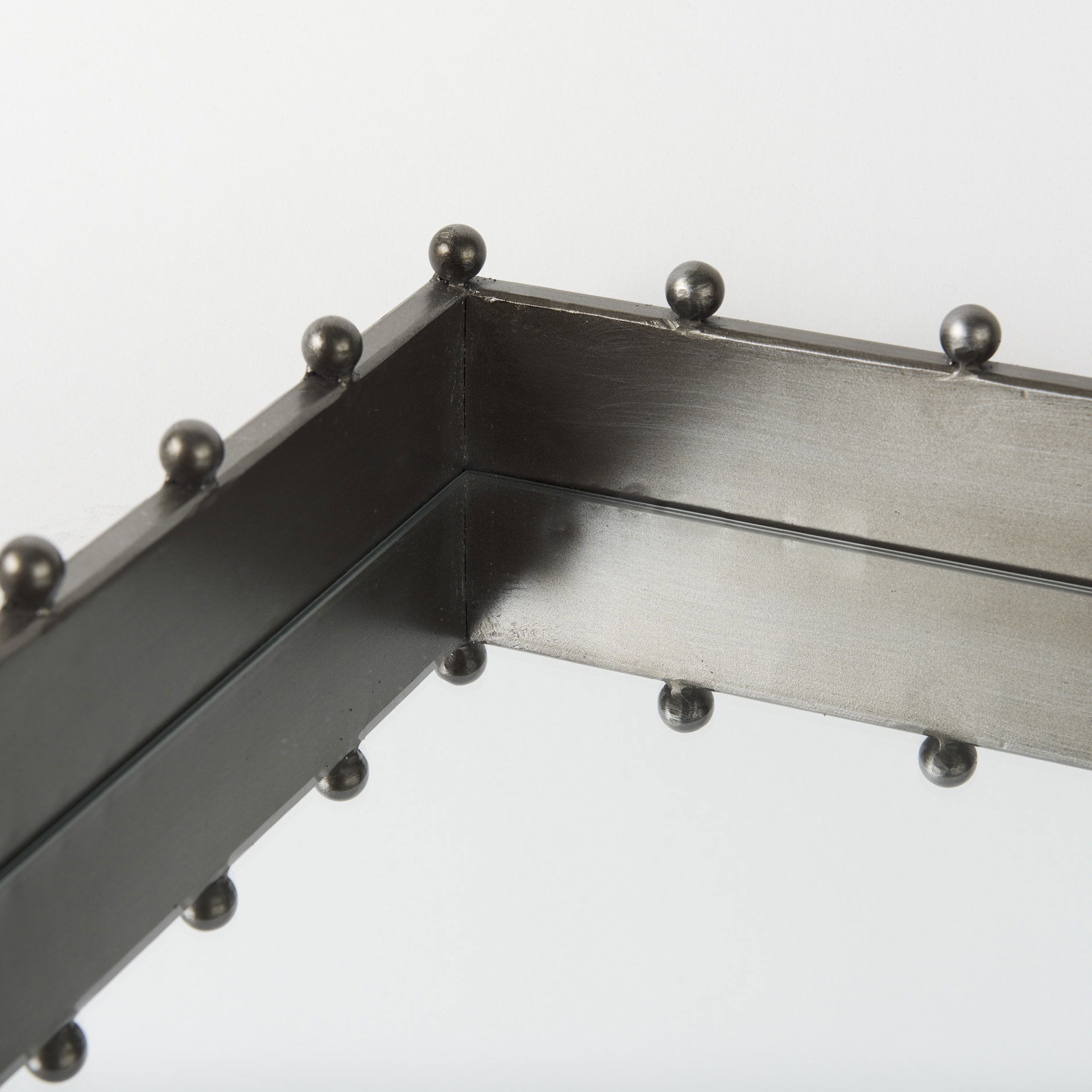 Elio  Gun Metal Gray Metal with Studs and Mirrored Bottom Rectangle Tray large image 