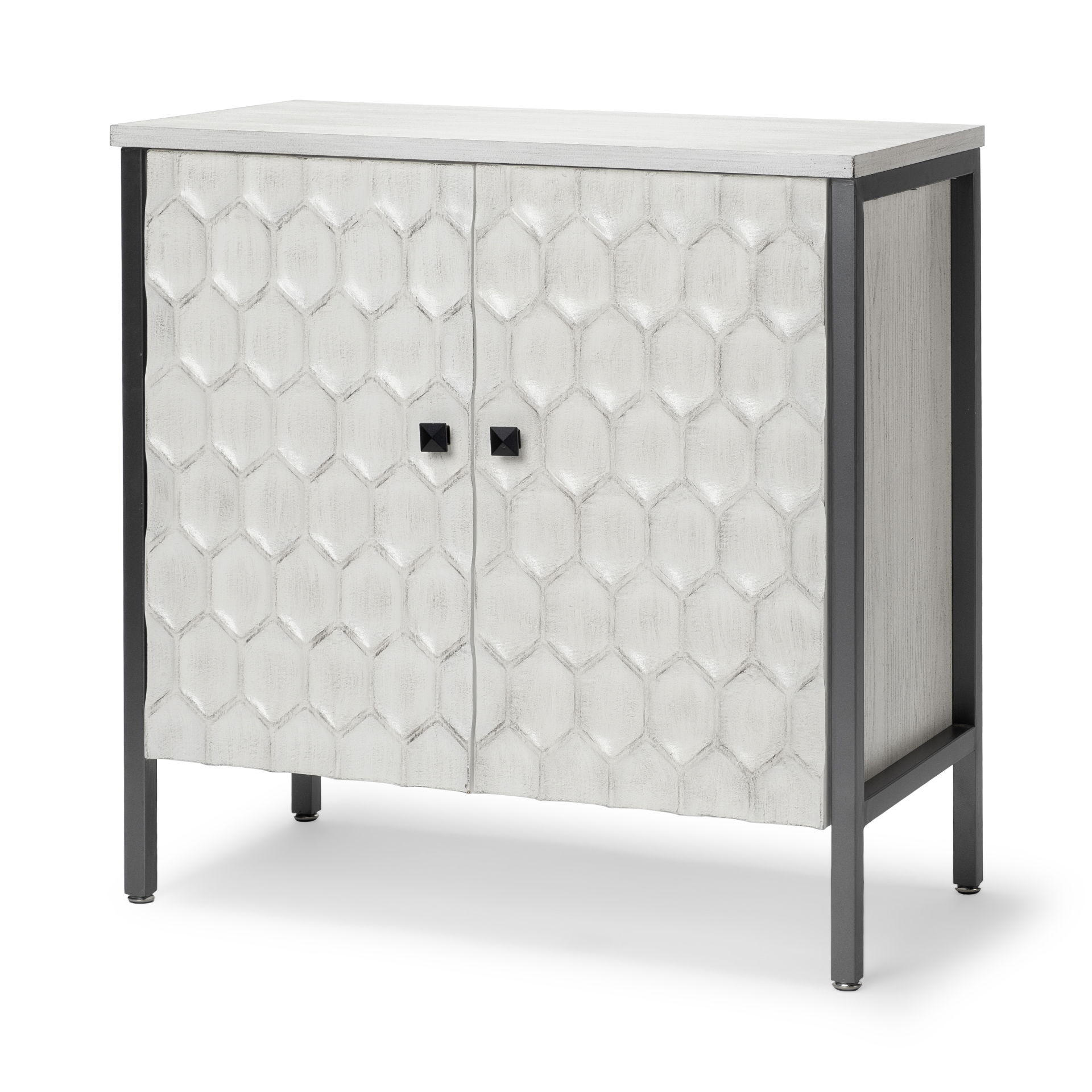 Savannah White Fir Veneer with Gray Metal 2-Door Accent Cabinet large image 