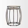 Clapp Round Light Brown with White Wash Wood and Silver Metal Nesting Accent Tables (Set of 2), Side & End Table by Mercana, 19" length x 19" width x 26" height thumbnail 6