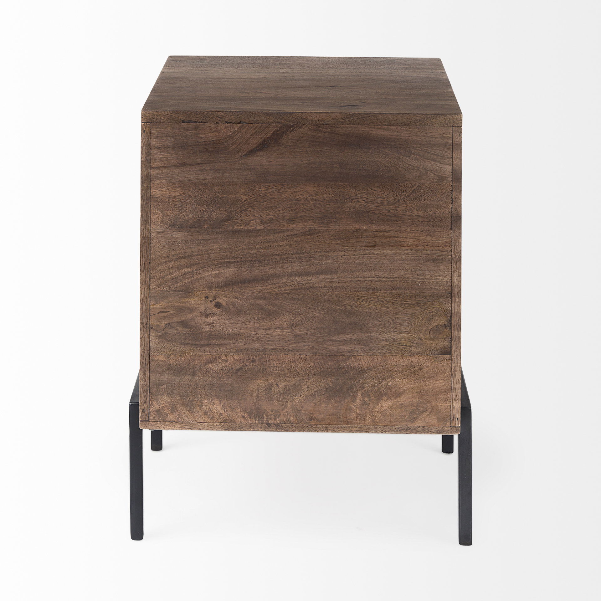 Arelius 20L x 18W x 26H  Medium Brown Wood with Black Metal Frame End/Side Table large image 