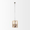 Kiley Warm Wood Basket Lantern Pendant Light, by Mercana, 15.75" length x 15.75" width x 37.2" height thumbnail 2