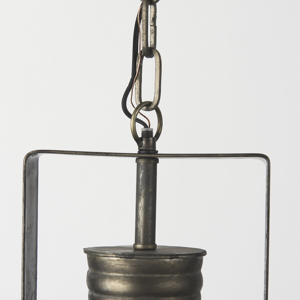 Zaio 12.5Lx 12.5W x 18.5H Weathered Antique Gold Metal Caged Bulb Pendant Light, by Mercana, 12.5" length x 12.5" width x 18.5" height View 8