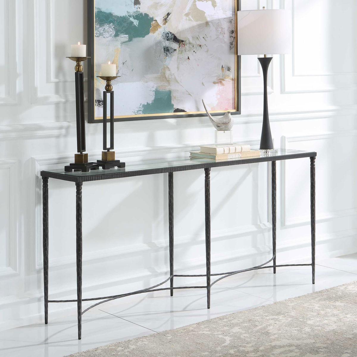 Washington Console Table, by Uttermost, 63.4" width x 30.3" height x 14.2" depth View 4