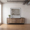 Alvin 82x20 Brown Solid Wood With Black Metal Frame 3 Drawer 2 Cabinet Door Sideboard, Sideboards & Buffet by Mercana, 82" length x 20" width x 30" height thumbnail 5