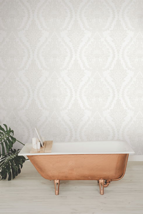 Heritage Damask White & Beige Wallpaper