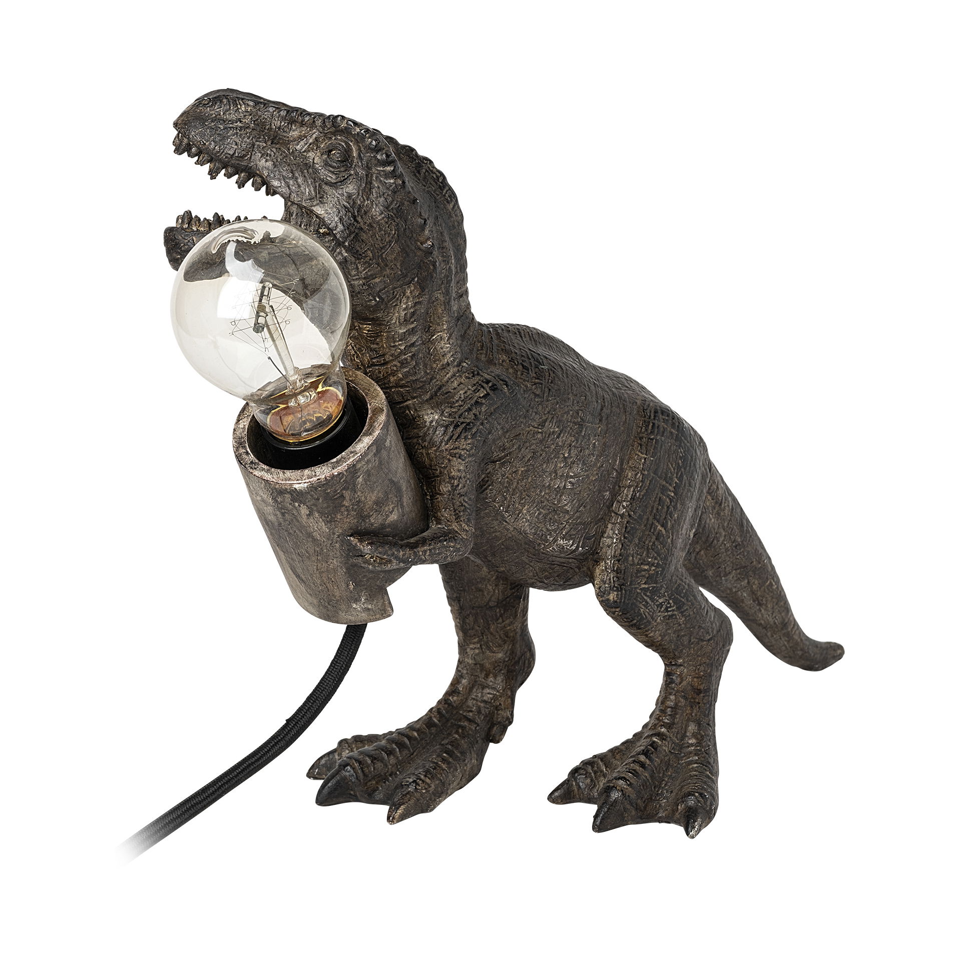 Raptor (10.6'H) Dark Tone Resin Tyrannosaurus Rex Table Lamp, by Mercana, 12.01" length x 5.91" width x 10.63" height View 1
