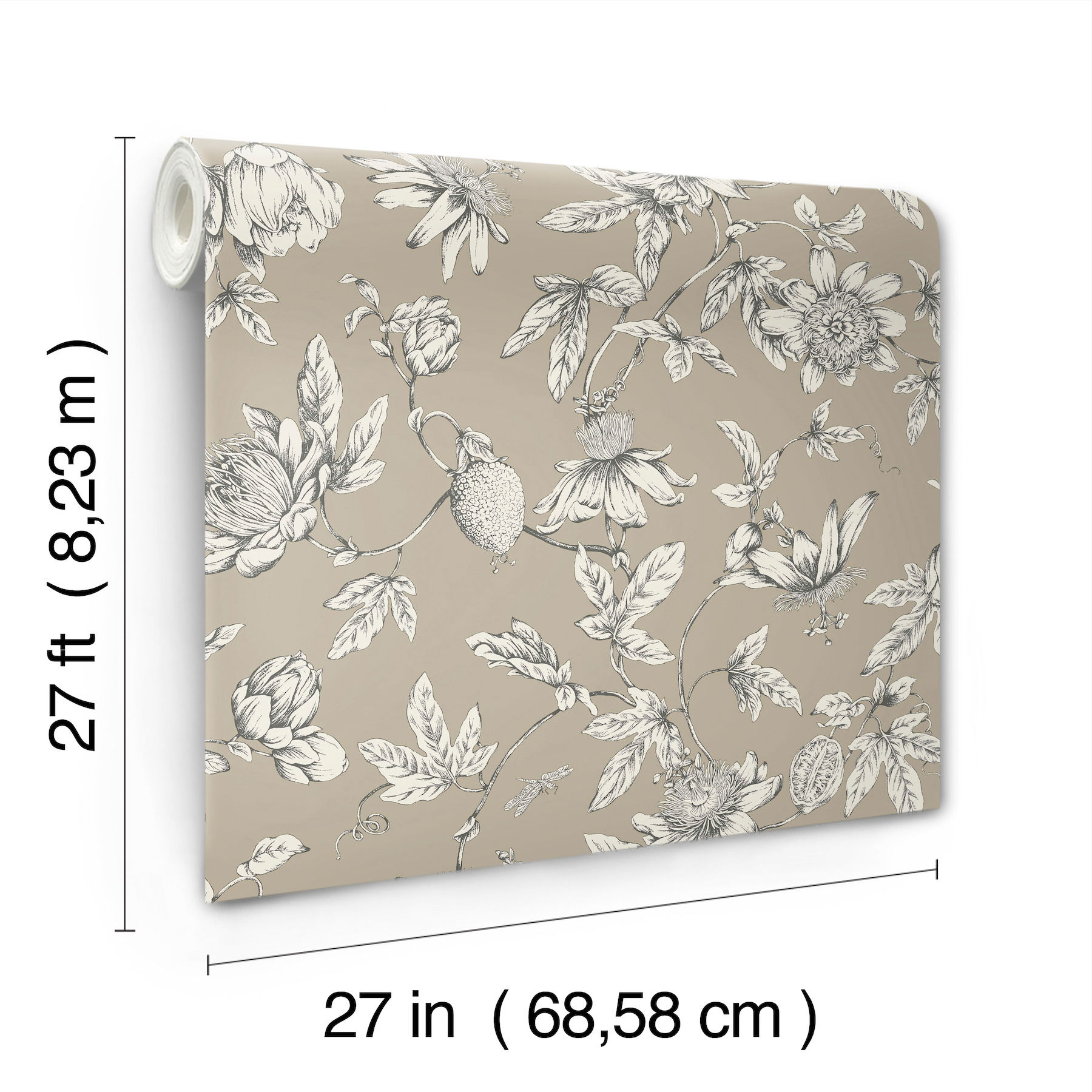 Passion Flower Toile Linen Wallpaper large image 