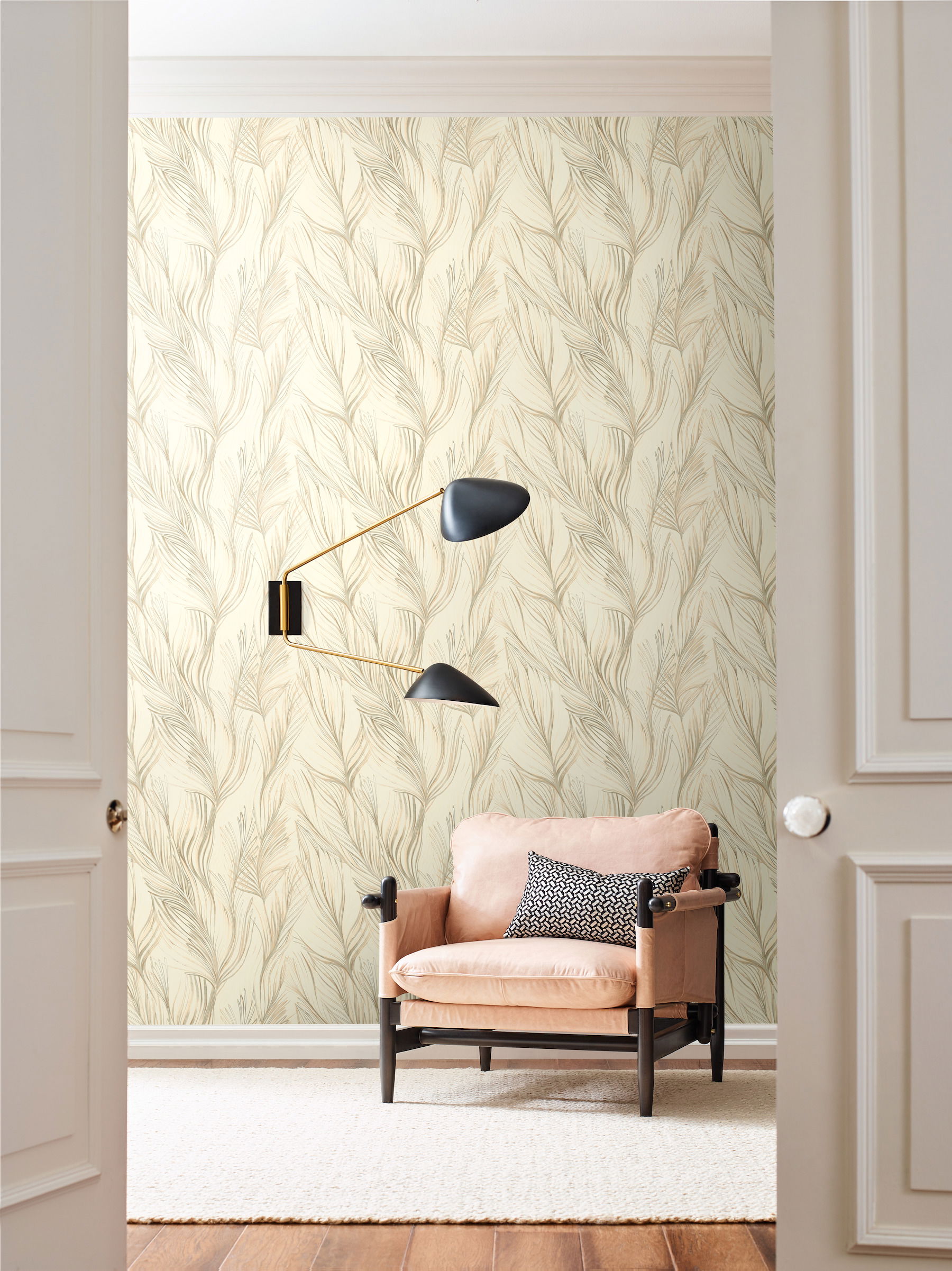 Peaceful Plume Beige Wallpaper large image 