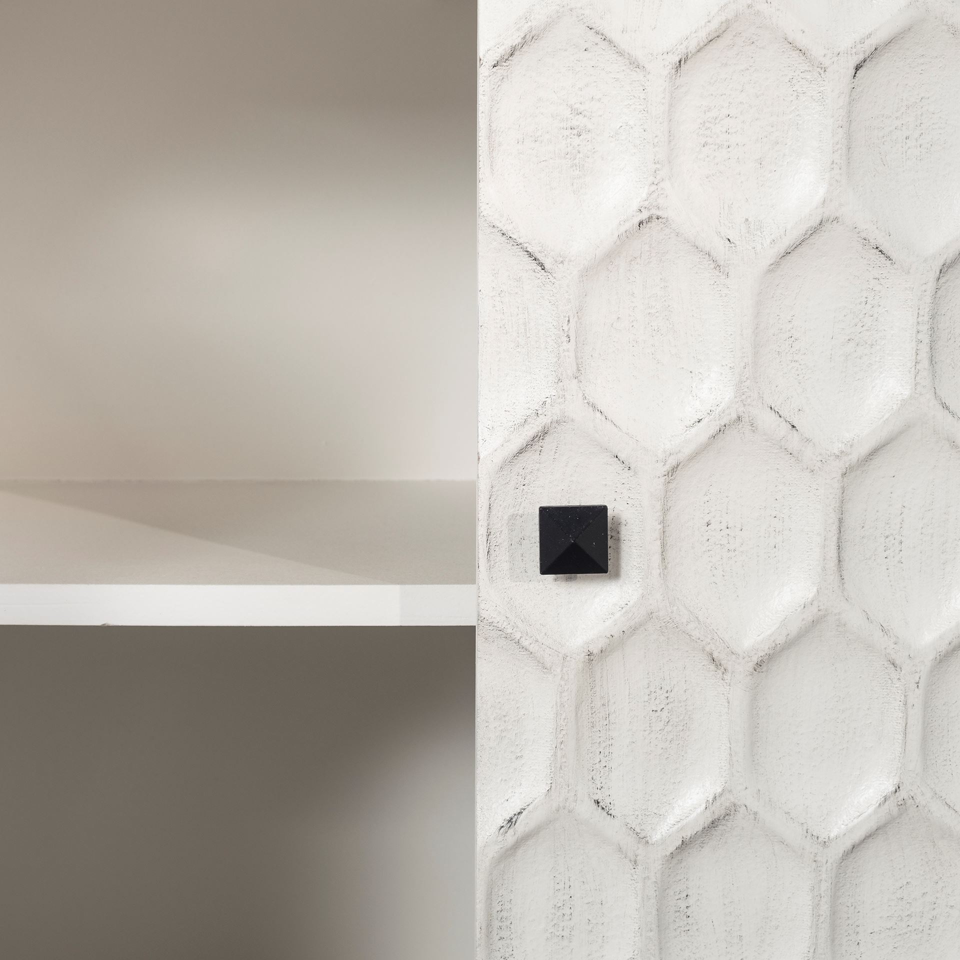 Savannah White Fir Veneer & Gray Metal 3-Door Accent Cabinet, Cabinets & Chest by Mercana, 47.24" length x 15.75" width x 31.5" height View 9