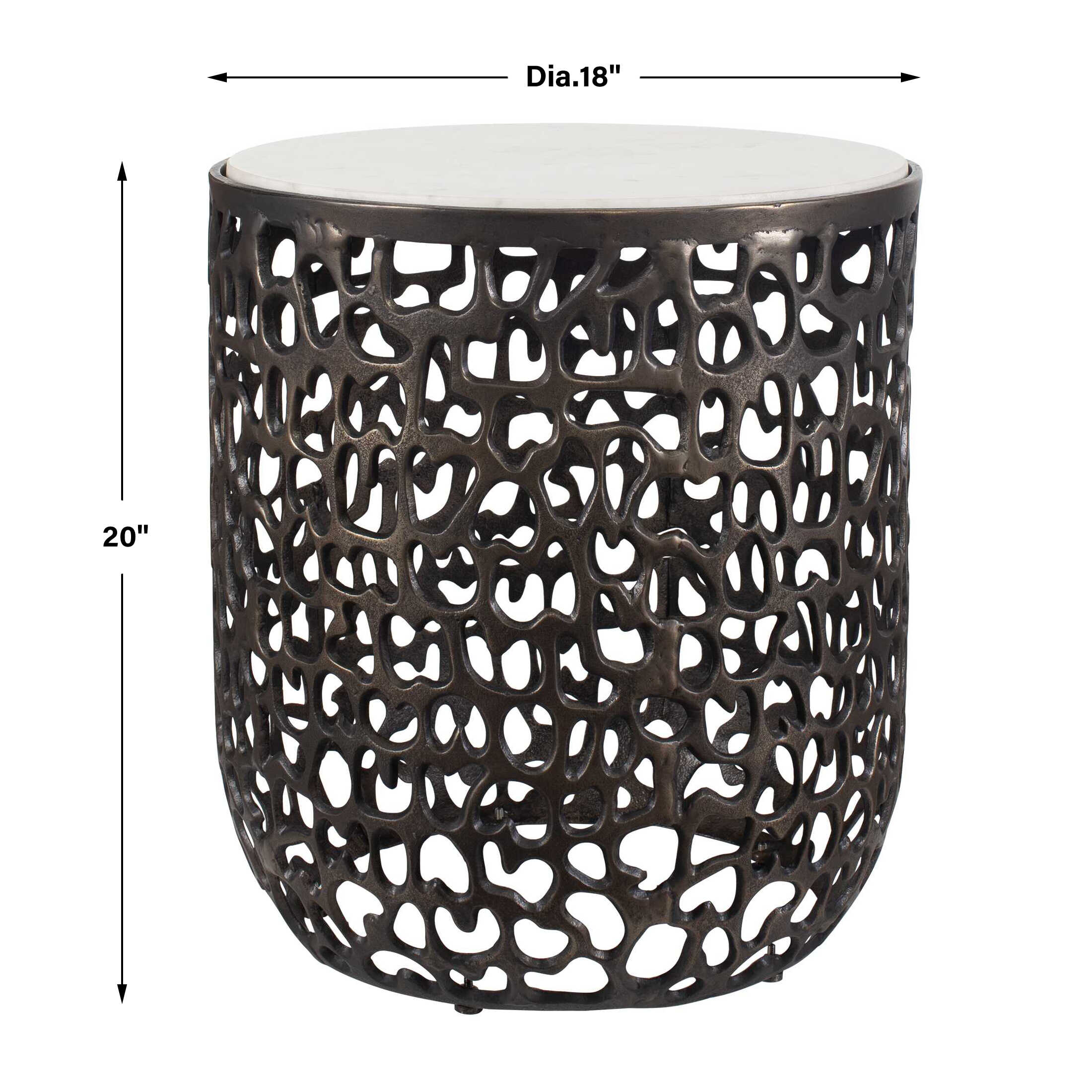 Sabena White Marble Outdoor Side Table large image 