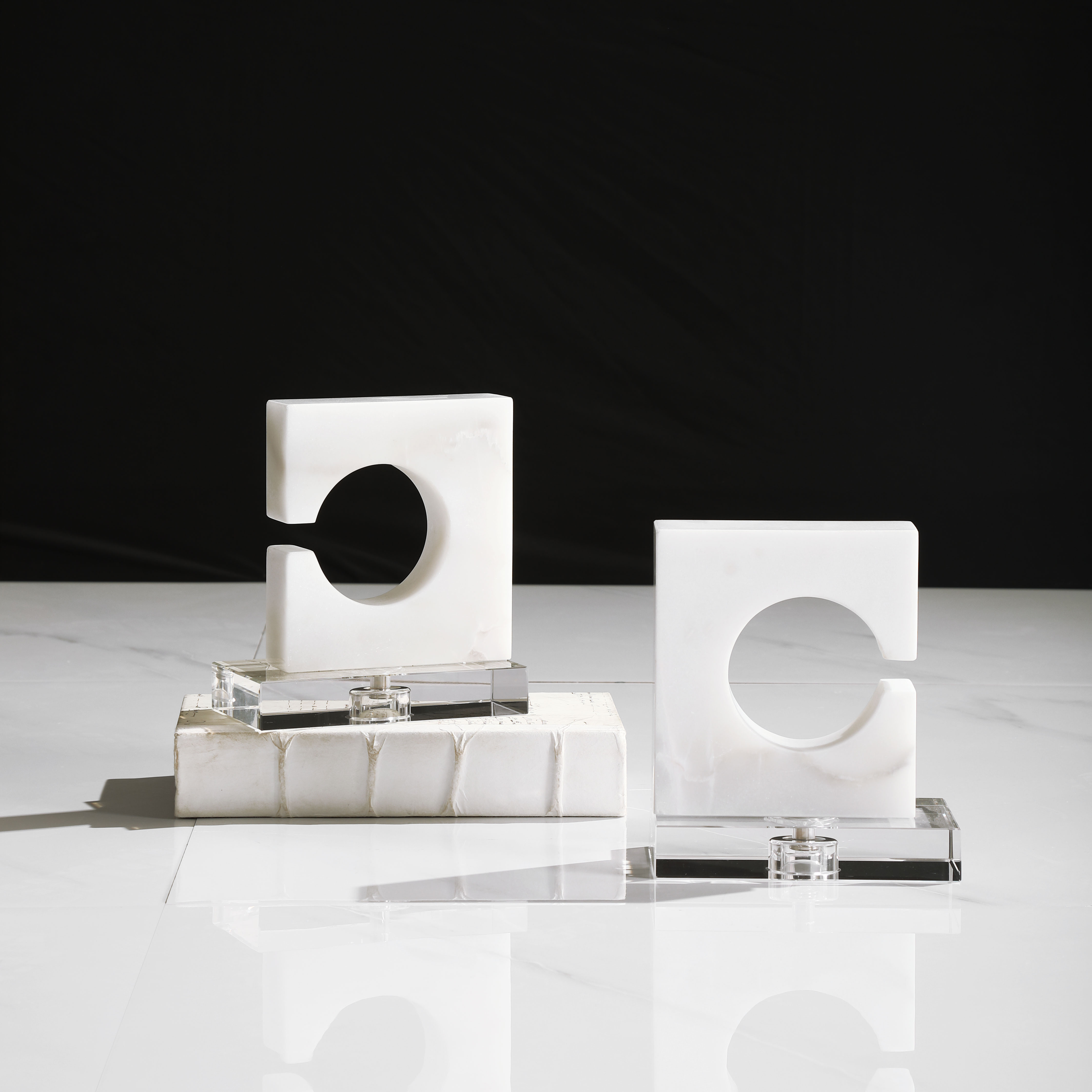 Clarin White & Gray Bookends Set/2 large image 