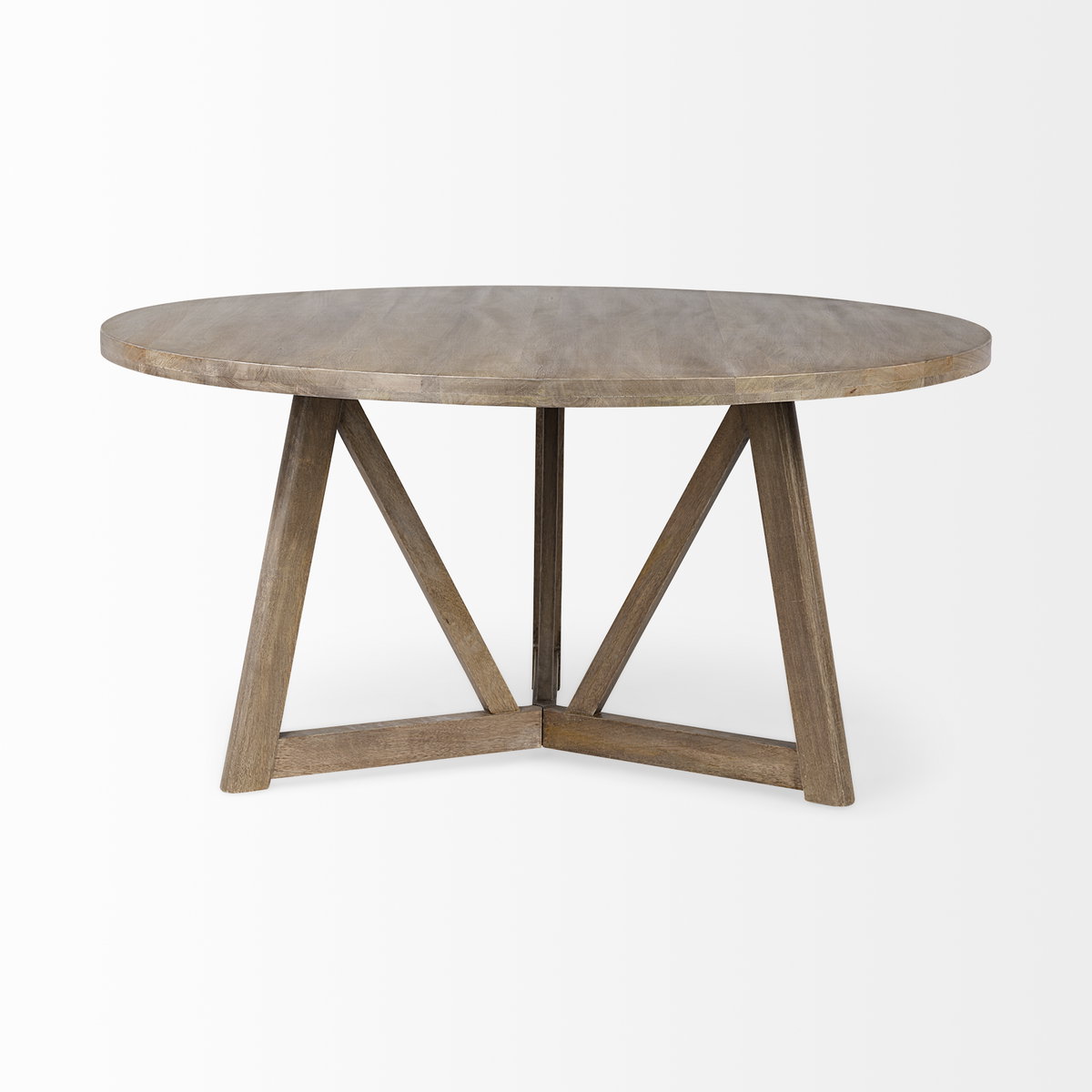 Legolas I 60' Round Brown Solid Wood Top & Base Dining Table, by Mercana, 60" length x 60" width x 30" height View 2