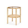 Weslyn Solid Light Brown Wood and Glass Top with Cane Side Table, Side & End Table by Mercana, 21.5" length x 21.5" width x 24" height thumbnail 1