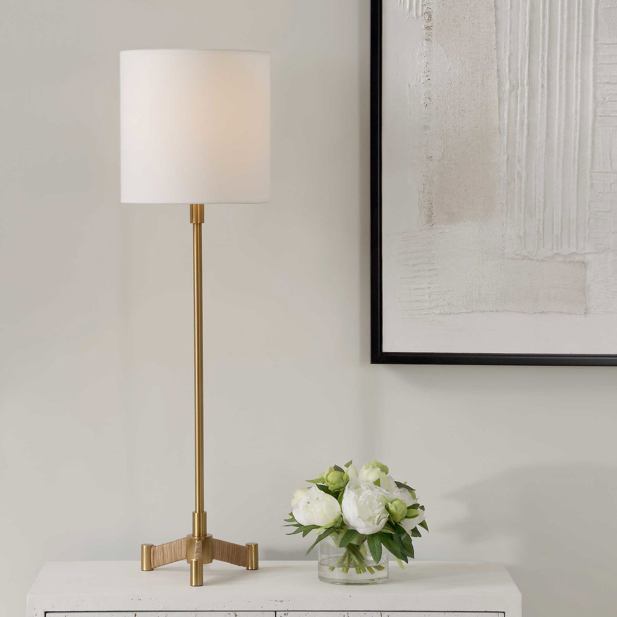 Lautoka Brass Buffet Lamp, by Uttermost, 10" width x 36" height x 10" depth View 2